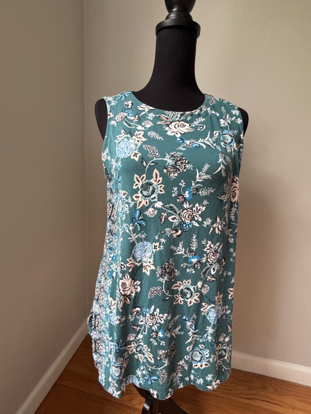 J. Jill Teal Floral Sleeveless Tank